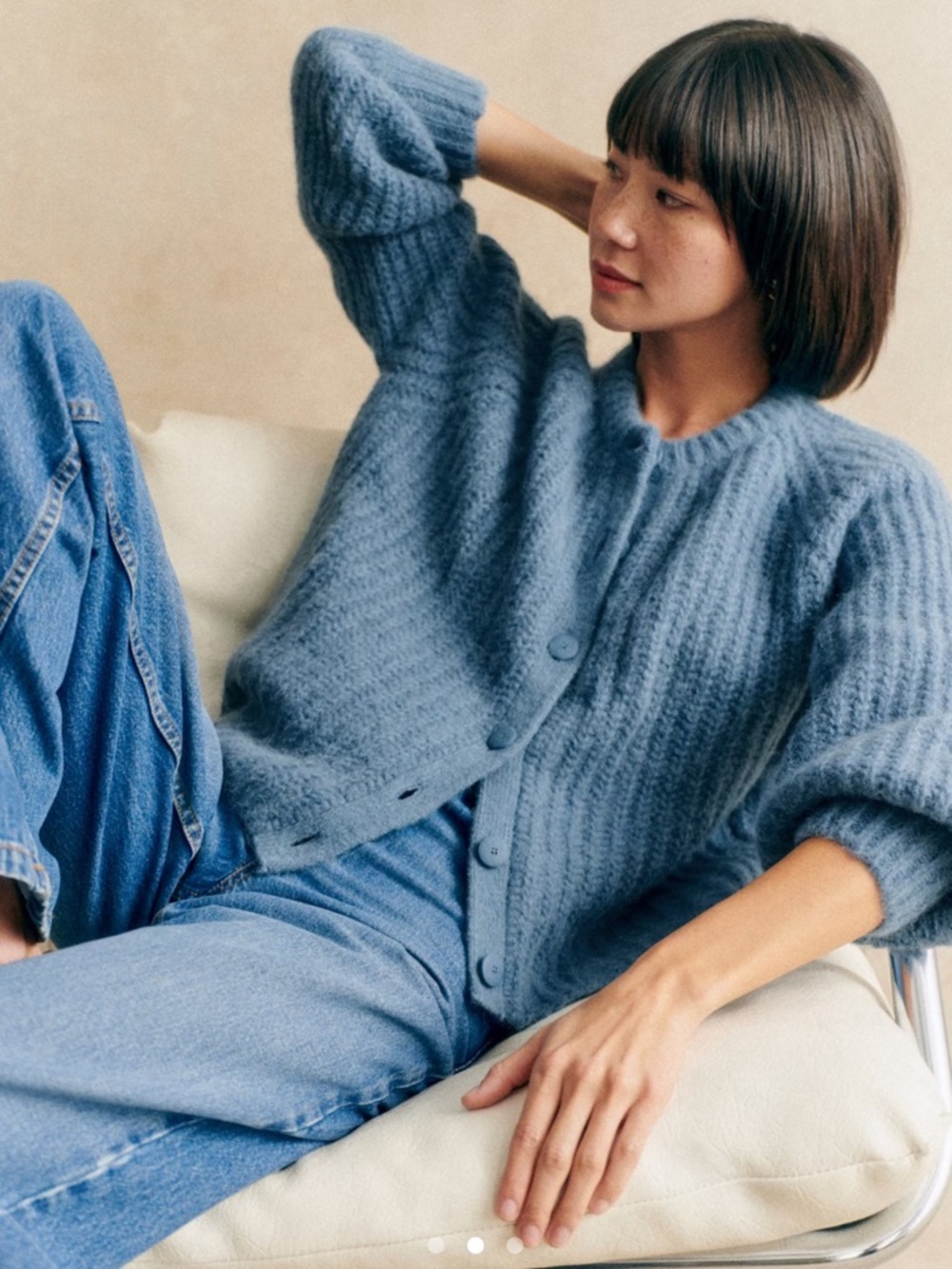 NWT SEZANE Emile Cardigan in Summer Blue - Picture 3 of 4